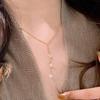New In Sparkling Exquisite Micro Inlaid Circular Zircon Tassel Collar Chain Silver Minimalist Chain Necklace Party