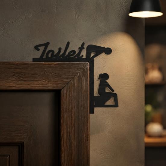 Klebe-Badezimmer-Schild Lustiges Türschild, Metall-Wandkunst für den Denkraum mit humorvollen Zitaten, Selbstklebende Büroplakette Toilette für Toilettenraum, Rostfrei