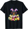 Dachshund Easter Bunny Graphic Tee Men Casual Short Sleeve Crew Neck T-Shirt