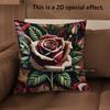 2D Vintage Embossed Rose Throw Pillow Covers** Pattern Cushion Cover Suitable For Sofa Bedroom Car Pillow Cover