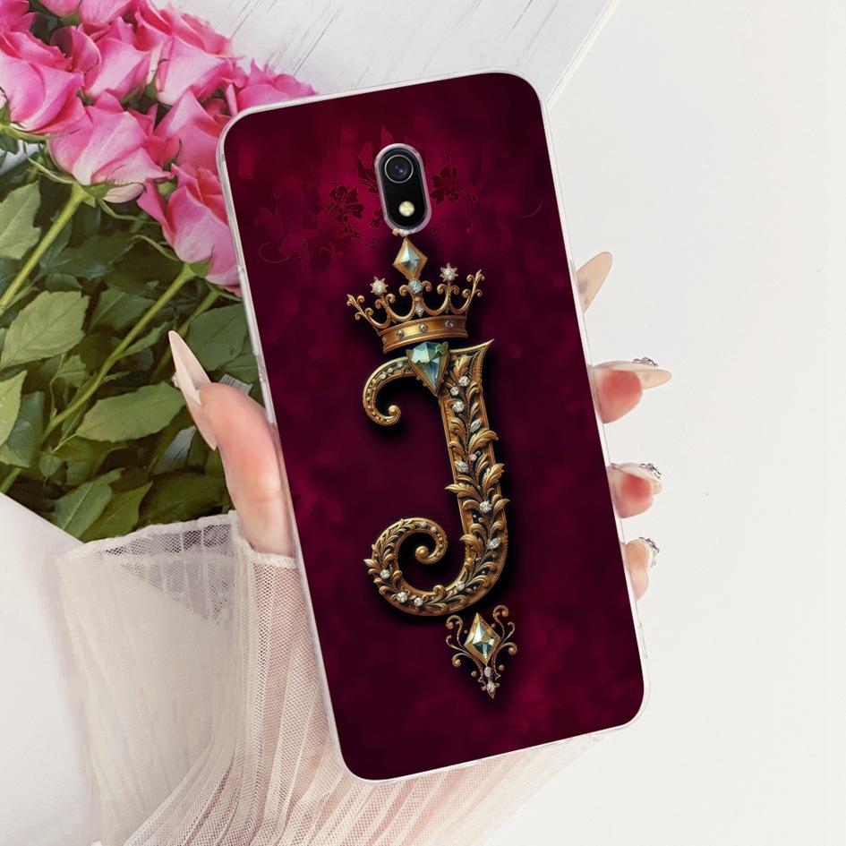 Pour Xiaomi Redmi 8 8A Pro Coque Mode Lettres Initiales A Z Silicone Souple Coque Arrière Pour Xiomi Redmi8 8ADual Redmi8a Coque de Téléphone