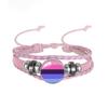 1Pc Seven Color Stripe Leather Bracelet, Vintage Multi Layer Braided Adjustable Wristband