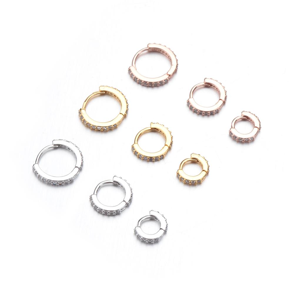 Silver Gold Rosegold Daith Conch Snug Body Jewelry CZ Ear Piercing Huggie Hoop Earring Nose Ring