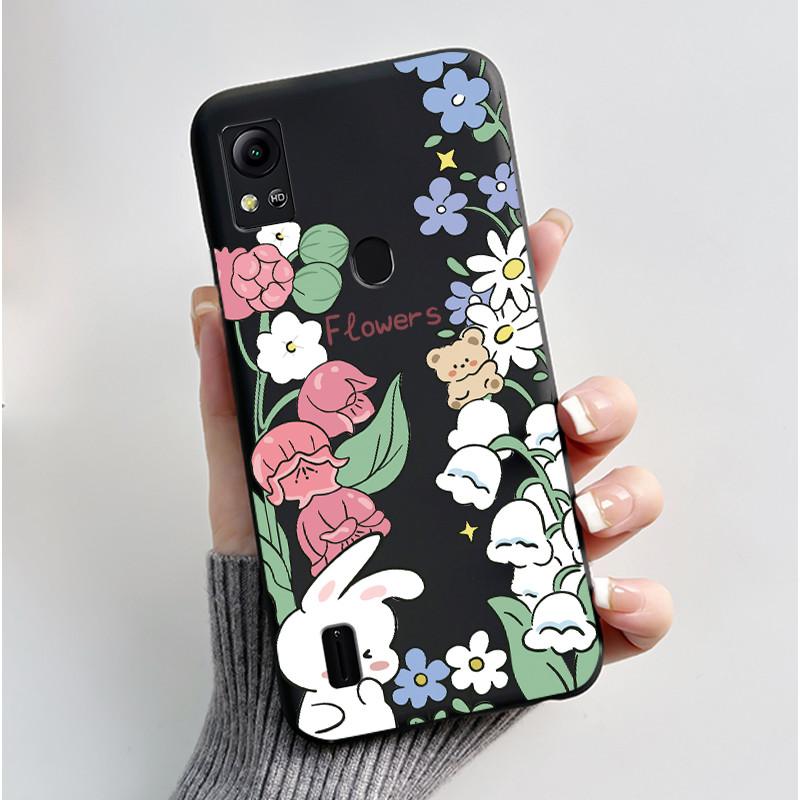 For Cricket Icon 5 Case AT&T Motivate 4 (SL112A/SL112C) Back Cover Luxury Cute Love Rabbit Funny Black Soft Silicone Phone Case