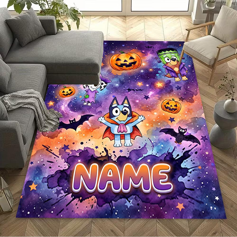 Halloween Friends Celebration Customize Your Name Floor Rug Office Rug Perfect for Dormitory Study room Dining Room Balcony Anti-slip Rug
