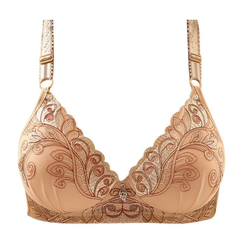 Women's Beautifully Embroidered Floral Bra Push Up Pair Breast Support Comfort Bra Thin Brasieres Sexy