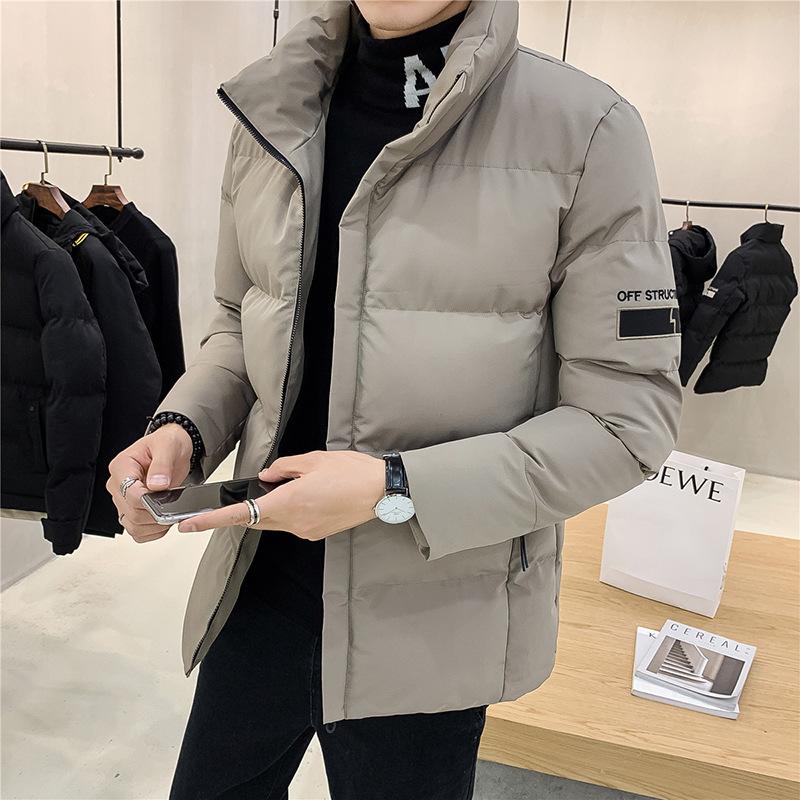 Down and Cotton Jacket for Men, Loose Fitting, Cold Resistant, Thickened, Warm Standing Collar, Cotton Jacket, Baseball Jacket