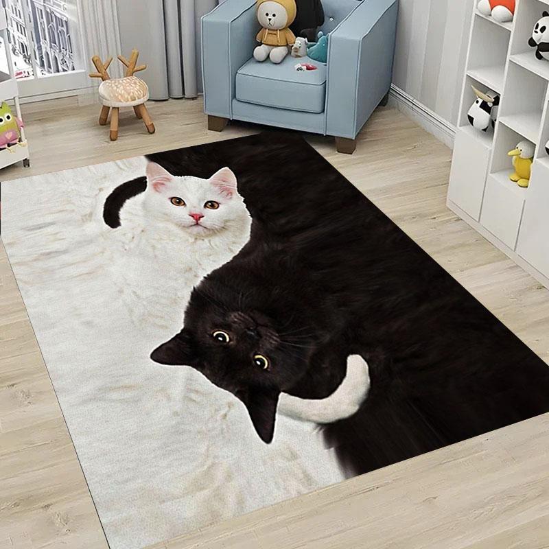 3D-Druck Katze Große Teppiche für Zuhause Wohnzimmer Kinderzimmer Sofa Fußmatte Küchenboden Teppiche Rutschfest Dekor Geschenk