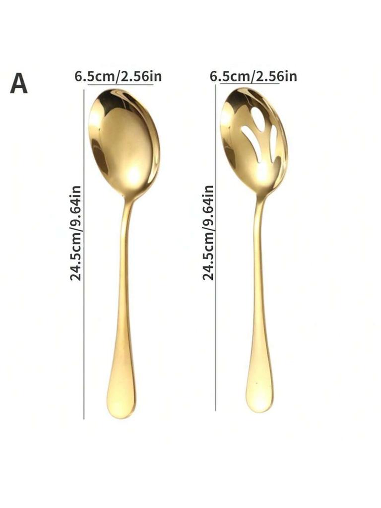 Stainless Steel Kitchenware Gold Serving Spoon Slotting Spoon Slotting Spatula Saucepan Soup Spoon Fork Kitchen Cooking Tool Set