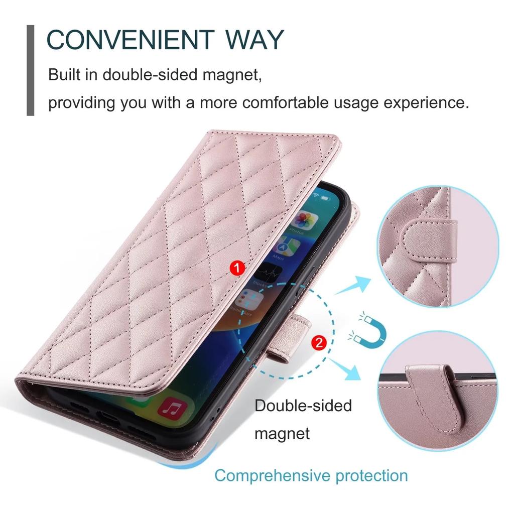 Checkered Leather Phone Case For Xiaomi Mi 15 Ultra 14T 13T 11T 12T Poco X7 M6 F5 X6 X5 X3 Pro 5G M5S Card Wallet Flip Cover