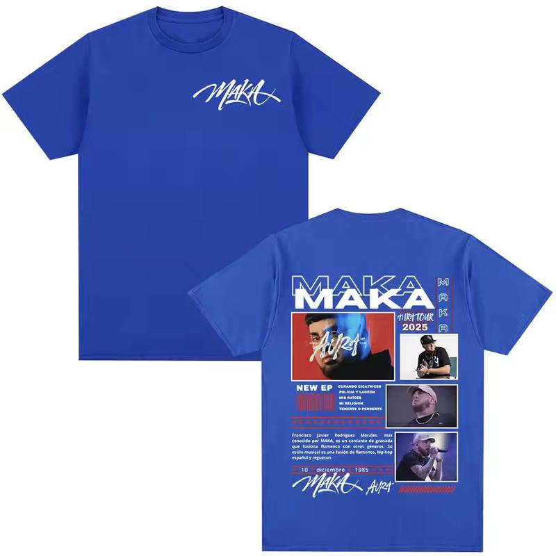 Rapper Maka Aura 2026 Tour Merch T Shirts Men Women Fashion Vintage Street T-shirt Casual Cotton Short Sleeve T Shirt Streetwear