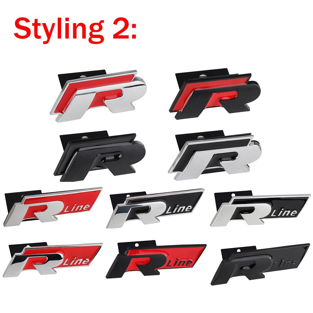 3D Car Front Grille Trunk Emblem Sticker For R Rline Logo Badge Stickers Volkswagen Polo Passat Golf Jetta Polo Touran CC T-ROC