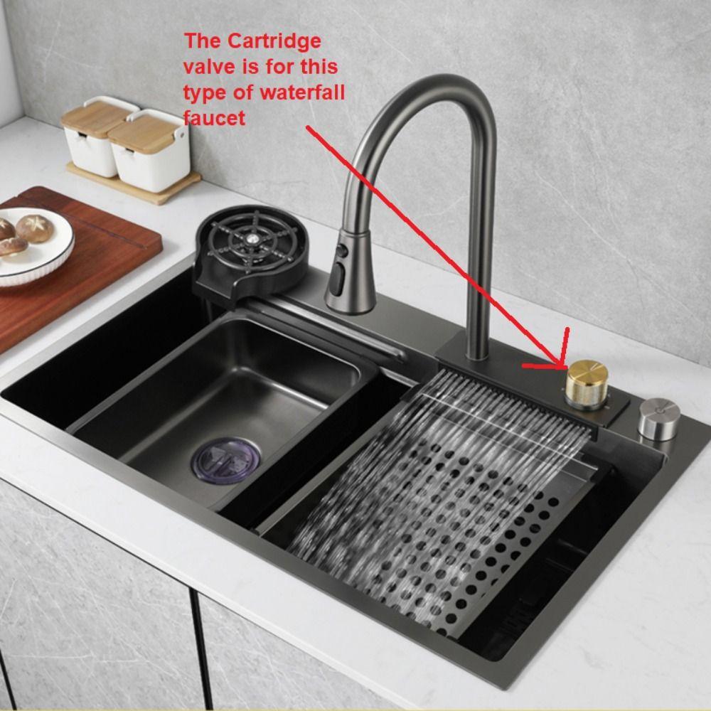 35mm Size Faucet Valve Core Watersaving 2 Way Replacement Valve Double Output Hot/Cold Water Faucet Cartridge Shower Room