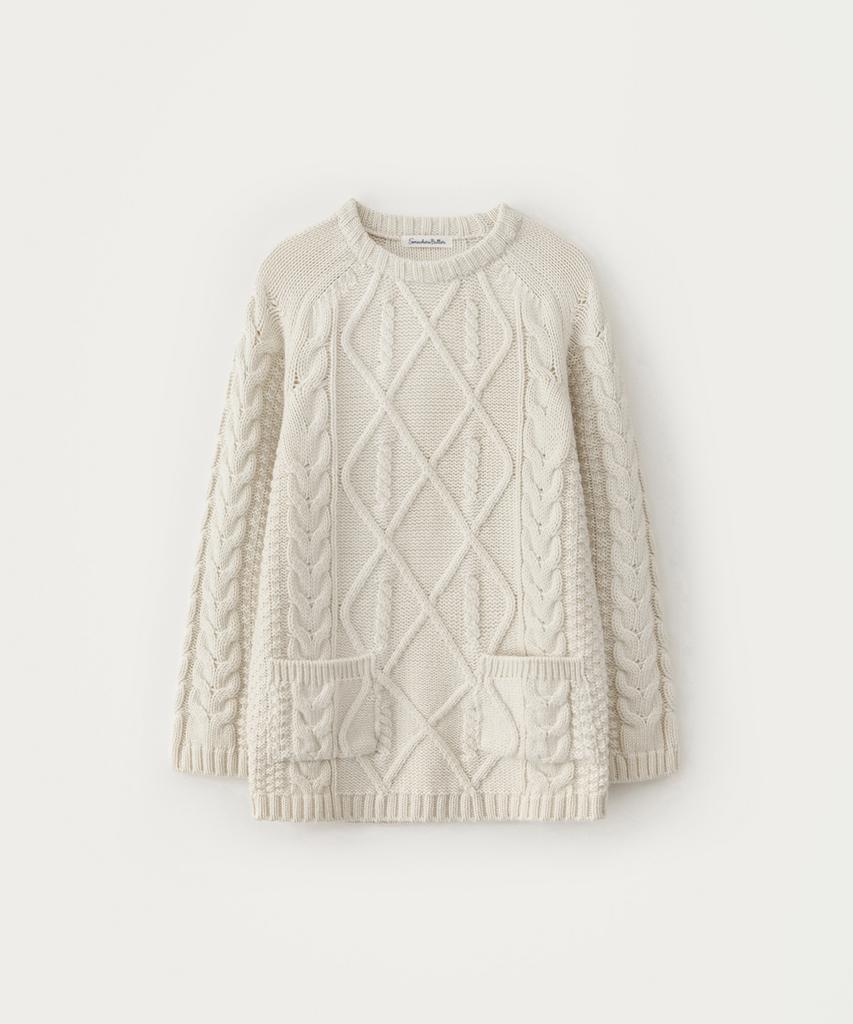 Sseomweeobeoteo Posy Cable Wool Knit - Ivory
