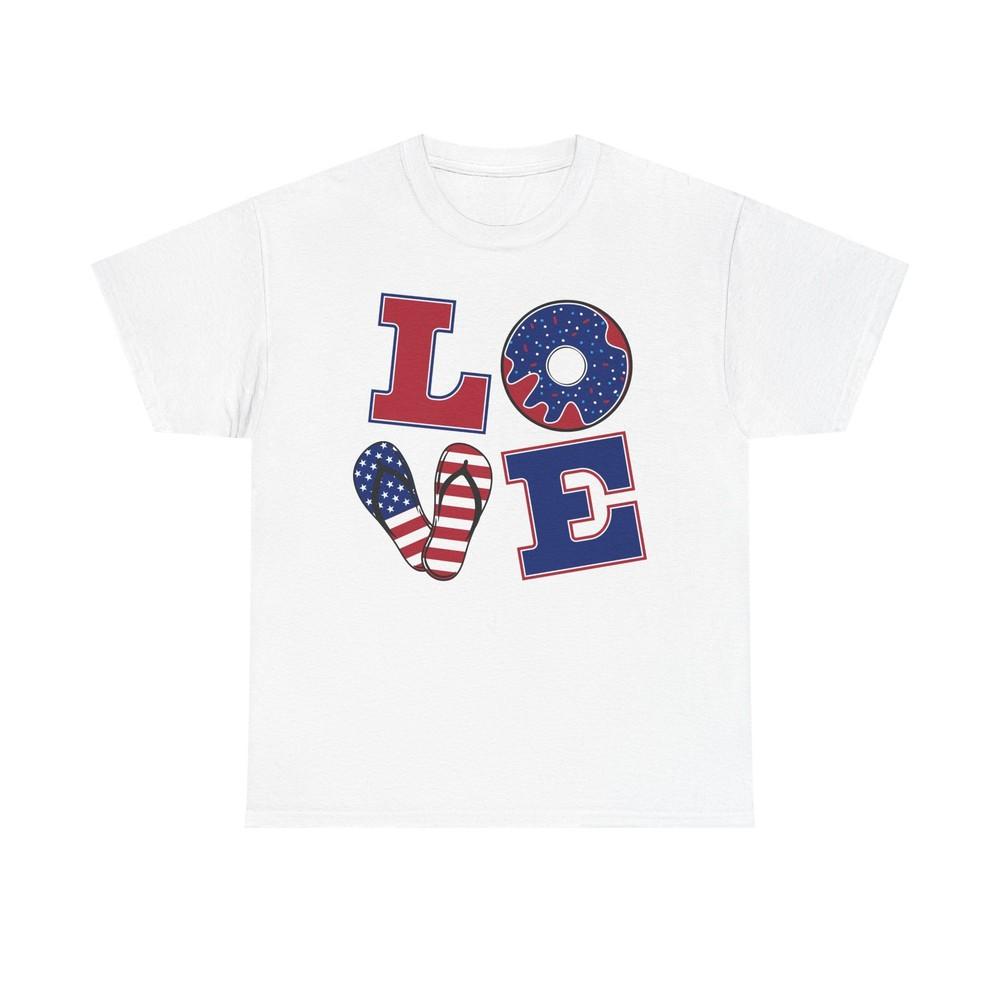 Love American Summer Graphic T Shirt Beach Vacation Unisex Heavy Cotton Tee Unisex T-Shirt