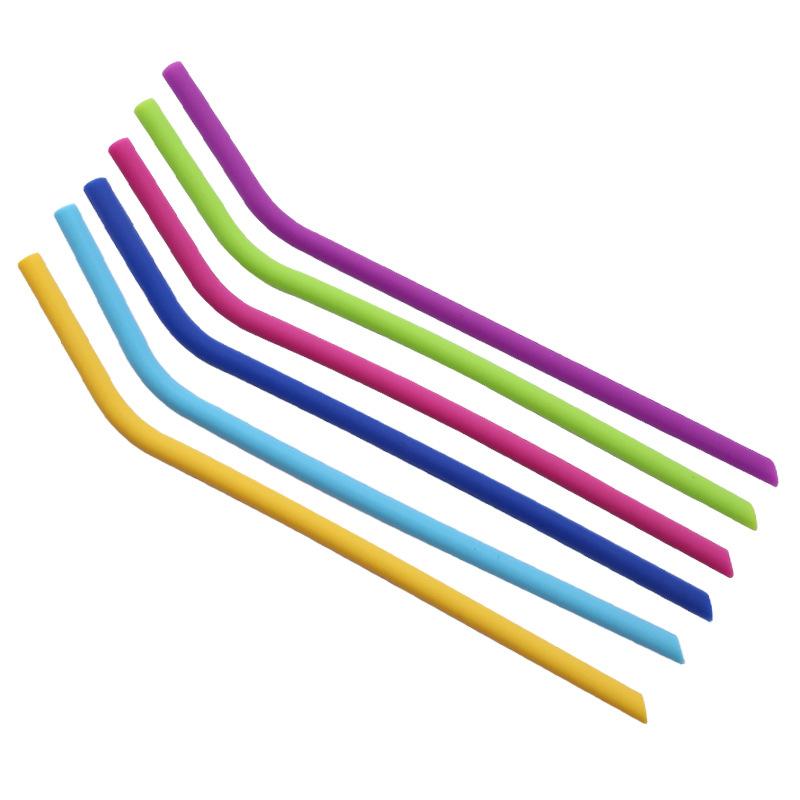 1pcs 6 Different Colors Silicone Straw 9.6 Inch Reusable Drinking Straw BPA Free Food Grade Straws for Tumbler Portable Outdoor