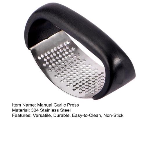Stainless Steel Garlic Press with Ergonomic Ring Handle Heavy-Duty Manual Mincer for Ginger Garlic Easy-Clean Essential Kitchen Tool for Home Cooking