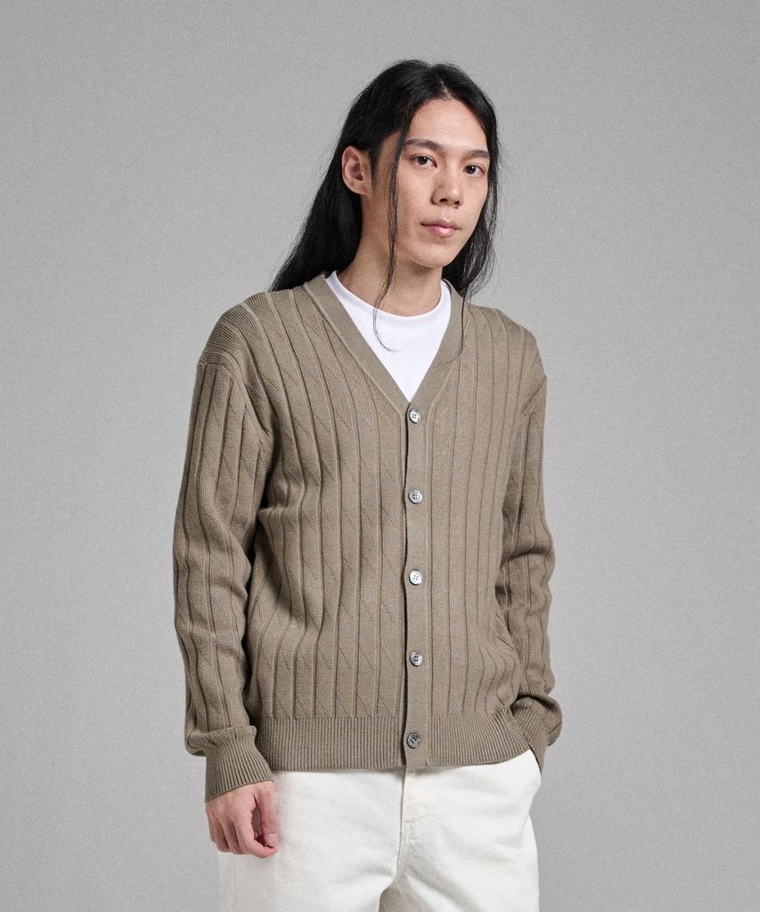 ANALOG MOOD Like Semi Hacci Cardigan Knit (Khaki)