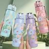 1PC Wildflower Strawberry Bouquet 750ml Color Plastic Sports Water Bottle Leakproof Flip Straw Lid Suitable for Sports Office Home Use