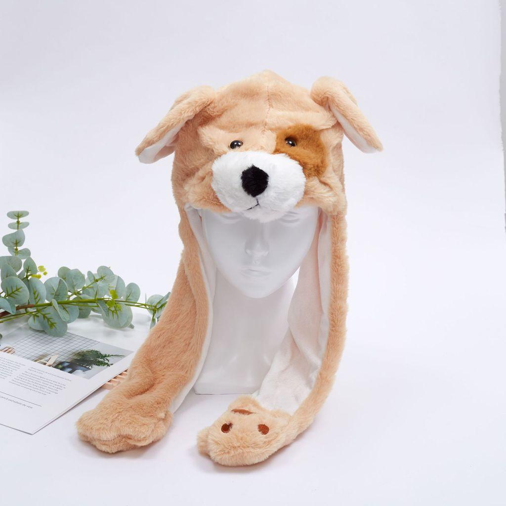 Soft Plush Animal Hat With Moving Ears Childrens Winter Gift For Kids And Teens