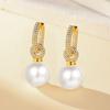 Exquisite Micro-inlaid Two Pearl Zircon Ear Buckles for Women's Fashion Light Luxury Atmospheric Elegant Earrings for Women