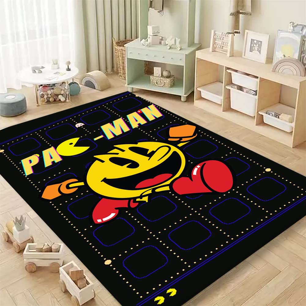 Pac-Man Game Theme Rug Non-Slip Round Carpet Gaming Room Bedroom Living Room Floor Mat Decoration