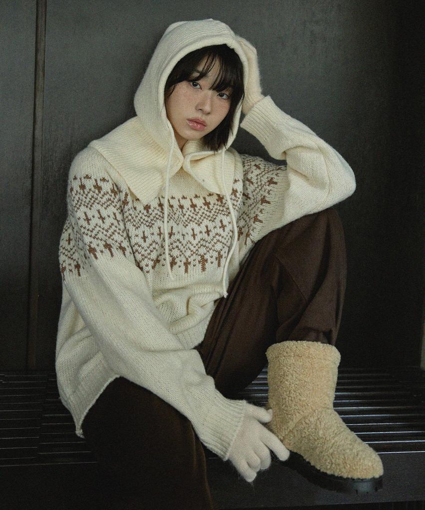 MOOD INSIDE WOMAN (Woman) Bern Nordic Round Knit_4 Colors