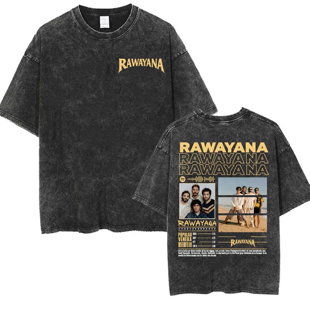 Band Rawayana Quin Trae Las Cornetas Washed Vintage T Shirts Men Women Fashion Hip Hop Tshirts Cotton Oversized Tshirt