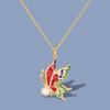 Classic Necklace for Women's Color Epoxy Butterfly Pendant Inlaid Pearl Necklace Handmade Enamel Jewelry Women's Sweater Chain
