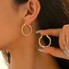 Fashion Tri - Color Twisted Hoop Earrings Gold - Toned & Pastel Accents Earrings Chic Casual Style Daily Wear Jewelry