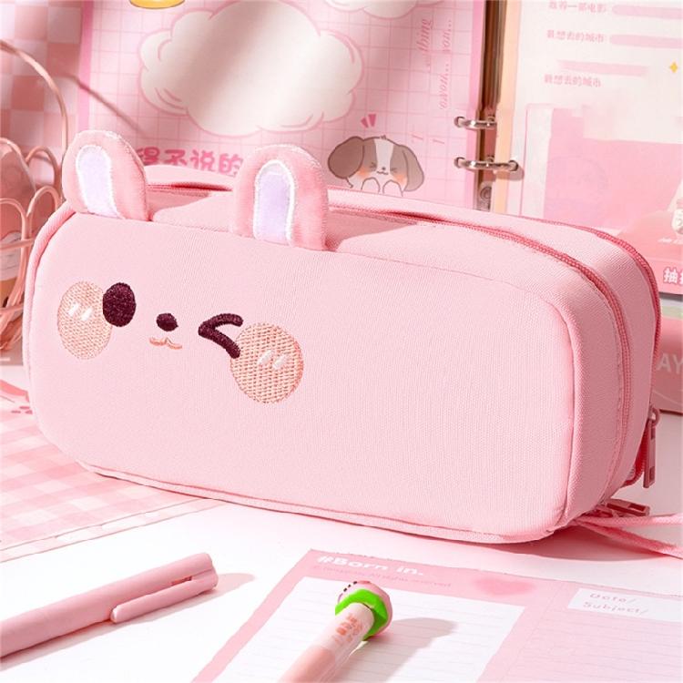 Animal Pencil Bag Large Capacity Canvas Pencil Case Multi Compartment Travel Pen Organiser For Student Adult Artists