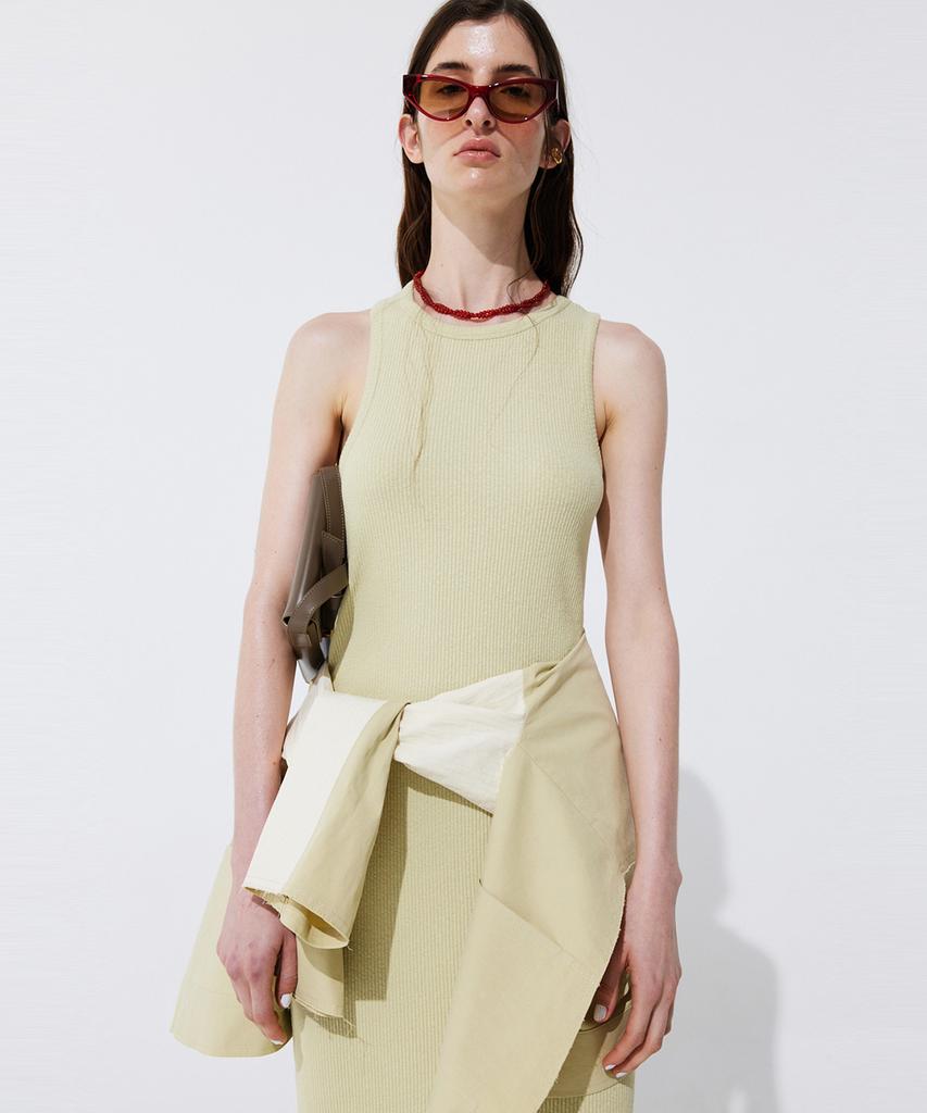 WNDERKAMMER Back Cut-Out Sleeveless Dress_Light Green