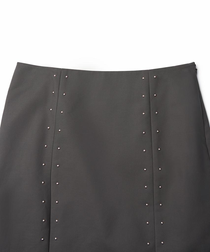 Tudment Stud Long Skirt_Charcoal