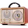Retro rádio AM/FM/SW s Bluetooth, 3 možnosti napájení, pouzdro s dřevěným efektem, 5W reproduktor se zlepšenými basy, podporuje USB/TF/AUX