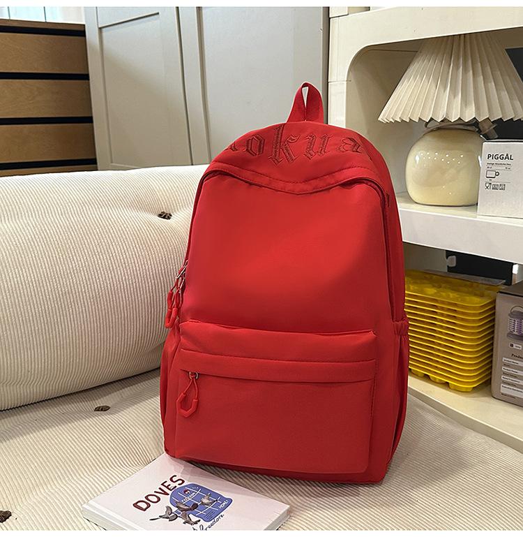 Schoolbag Korean Ins New High-value College Style Solid Color Alphabet Backpack Women's Lightweight Versatile Large-capacity Backpack