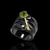Anello Bicolore Argento con Topazio Incastonato Zircone Verde Design Speciale Oro Nero Anello di Fidanzamento Gioiello Regalo