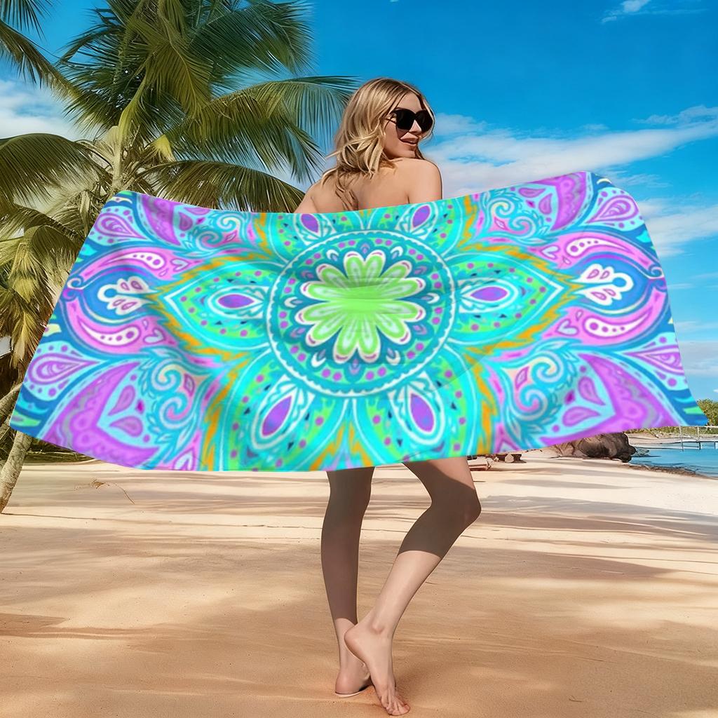 Vintage Colorful Patterns Beach Towel Quick-drying Super Absorbent Suitable for Beach Vacation Pool Yoga Summer Gift for Friends