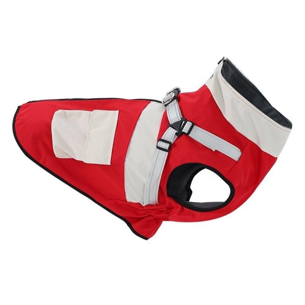 Windproof High Collar Dog Jacket with Harness Thickened Winter Dog Coat Warm with Pocket Dog Vest Jacket Outdoor Activities