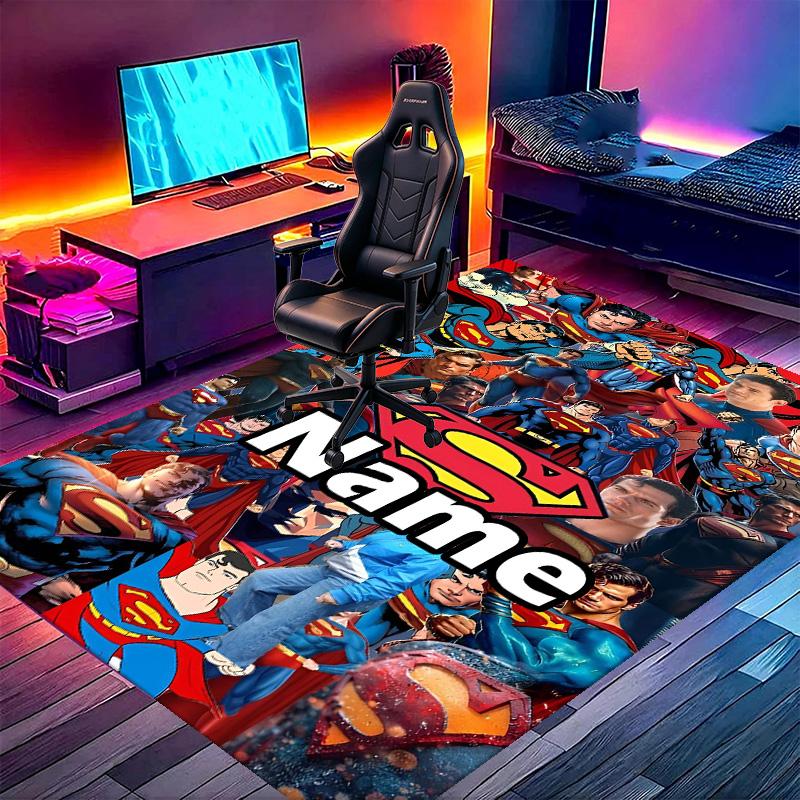 Benutzerdefinierter Name Personalisierter Superman Druck Teppich, Vielseitiger Wohnkultur Teppich, für Spielzimmer, Wohnung, Balkon, Eingangsbereich, Flur Geschenk