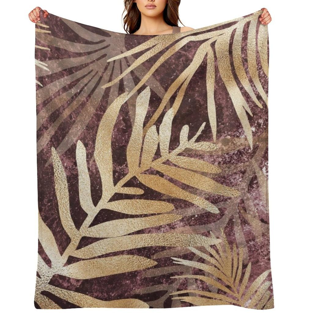 Luxe Fern Leaves Throw Blanket Tourist Large Plaid On the Sofa Comforter Blankets