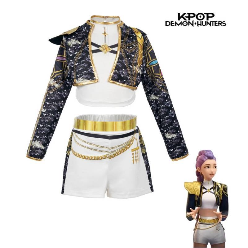Kpop Demon Hunters Rumi Childrens Sequin Stage Costume With Short Pants For Dance Performances