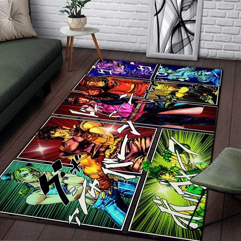 Jojo Anime belle peinture tapis pour salon grande surface tapis noir doux tapis décoration de la maison tapis Boho tapis pique-nique