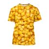 Corn Graphic T Shirt For Men Clothing Cool 3D Print Coarse Food Grain T-shirt Funny Kids Short Sleeved T-shirt Casual Women Tee