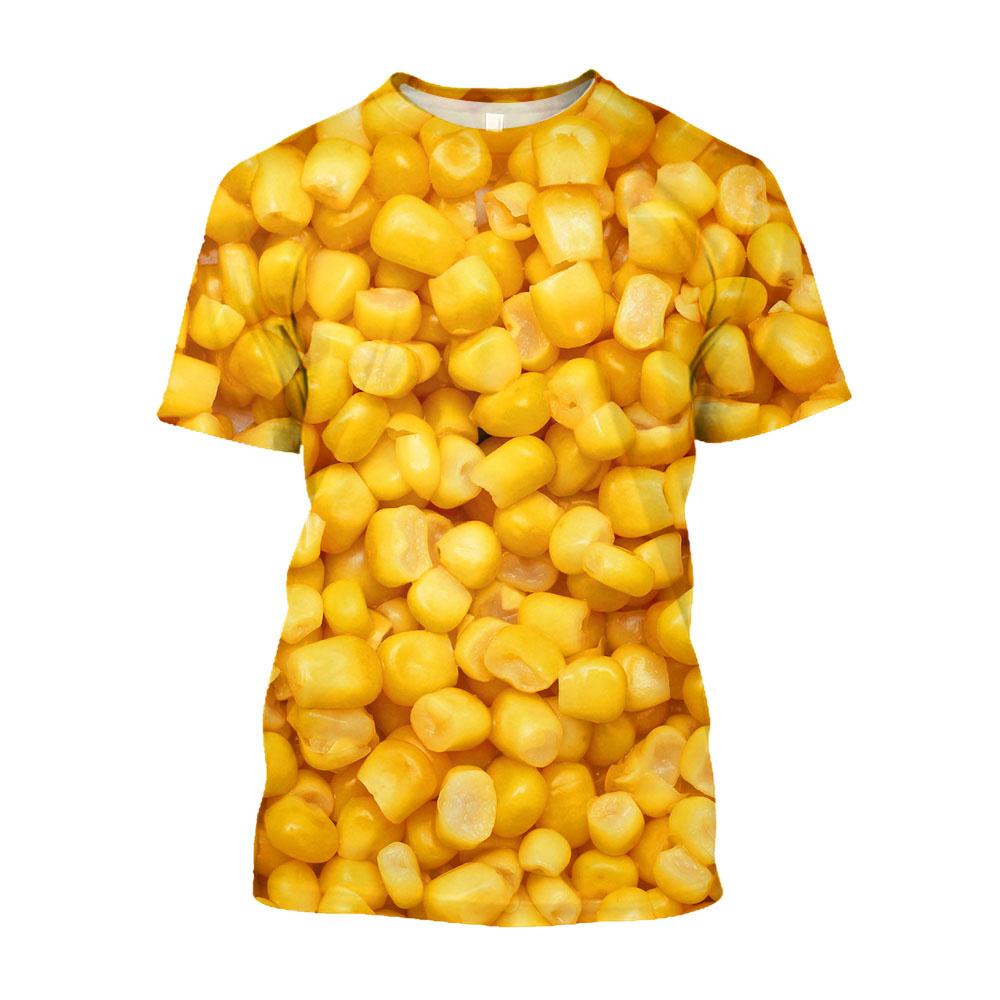 Corn Graphic T Shirt For Men Clothing Cool 3D Print Coarse Food Grain T-shirt Funny Kids Short Sleeved T-shirt Casual Women Tee
