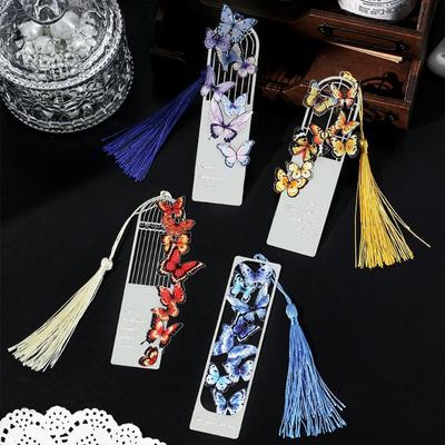 Aesthetic Butterfly Bookmark for Book Metal Retro Bookmark with Tassel for Student Cute Bookmark Teacher Friend Gift