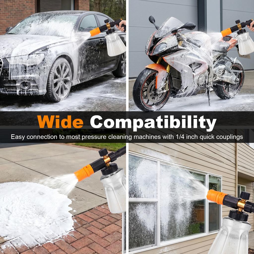 Foam Cannon for Pressure Washer 1L Thick Foam Lance Soap Dispenser with M22-14mm to 1/4 Inch Quick Connector for Car Washing