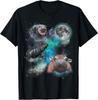 Moo Deng Drie Moo Deng Maan Grappig Nijlpaard T-shirt