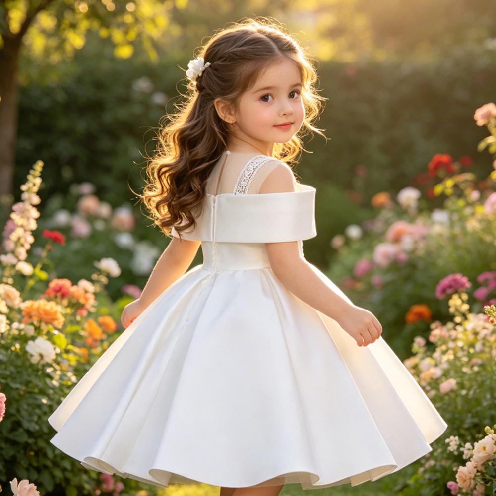 Girls' Formal Princess Dress - Children's Satin Flower Girl & Stage Performance Costume