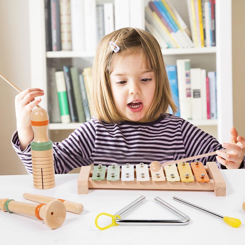 Wooden Orff Percussion Instrument Percussion Simulation Percussionist Rattle Set Baby Soothing Early Education Toy