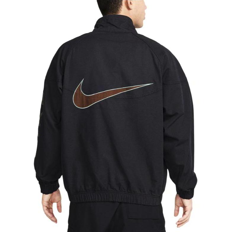 Nike מעיל ז'קט עם רוכסן מלא וצווארון גולף לוגו לגברים ביגוד חיצוני שחור FZ4727-010